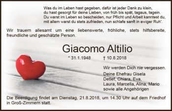 Traueranzeige von Giacomo Altilio von vrm-trauer