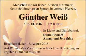 Traueranzeige von Günther Weiß von  Kreisanzeiger
