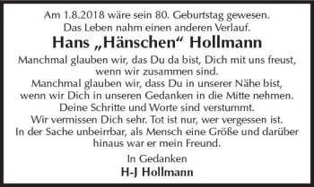 Traueranzeige von Hans Hollmann von vrm-trauer