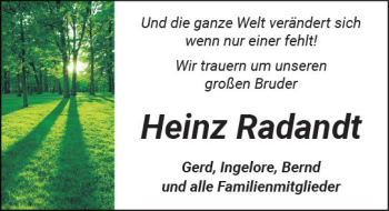 Traueranzeige von Heinz Radandt von  Kreisanzeiger