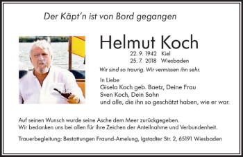 Traueranzeige von Helmut Koch von vrm-trauer