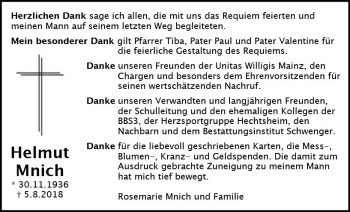 Traueranzeige von Helmut Mnich von vrm-trauer
