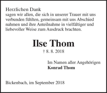 Traueranzeige von Ilse Thom von vrm-trauer
