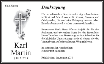 Traueranzeige von Karl Martin von VRM Trauer