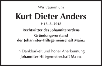 Traueranzeige von Kurt Dieter Anders von vrm-trauer