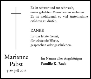 Traueranzeige von Marianne Pabst von vrm-trauer
