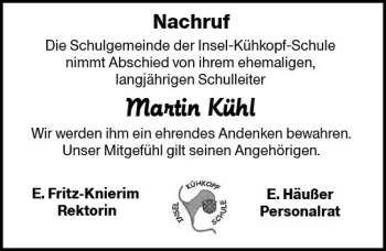 Traueranzeige von Martin Kühl von vrm-trauer