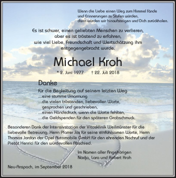 Traueranzeige von Michael Kroh von  Usinger Anzeiger Traueranzeige von Michael Kroh von  Usinger Anzeiger