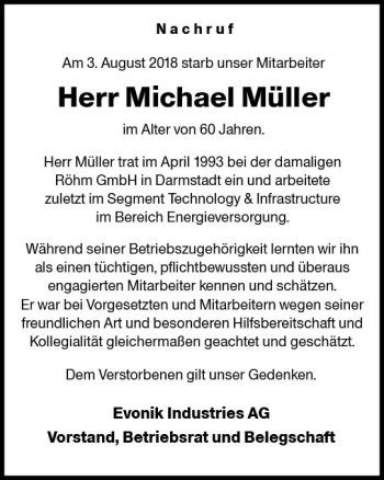 Traueranzeige von Michael Müller von vrm-trauer