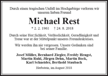 Traueranzeige von Michael Rest von VRM Trauer