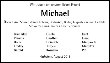 Traueranzeige von Michael Rest von VRM Trauer