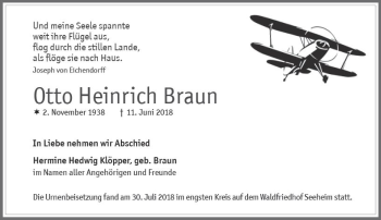 Traueranzeige von Otto Heinrich Braun von vrm-trauer
