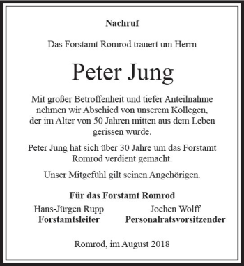 Traueranzeige von Peter Jung von VRM Trauer