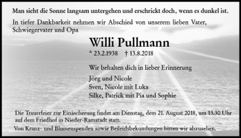 Traueranzeige von Willi Pullmann von vrm-trauer