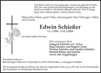Traueranzeige von Edwin Schießer von vrm-trauer
