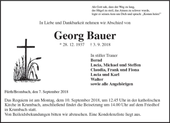 Traueranzeige von Georg Bauer von vrm-trauer