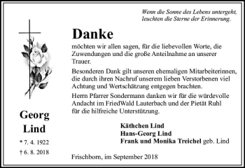 Traueranzeige von Georg Lind von VRM Trauer