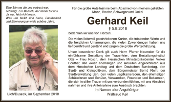 Traueranzeige von Gerhard Keil von  Gießener Anzeiger