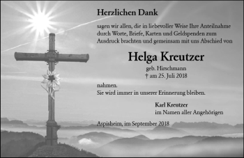 Traueranzeige von Helga Kreutzer von vrm-trauer