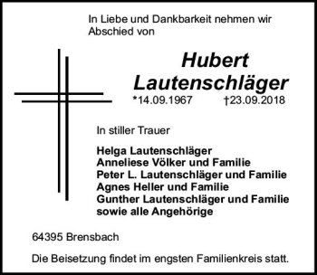 Traueranzeige von Helga Lautenschläger von vrm-trauer