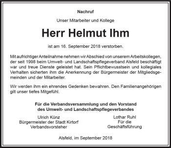Traueranzeige von Helmut Ihm von VRM Trauer