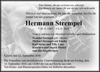 Traueranzeige von Hermann Strempel von VRM Trauer