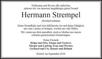Traueranzeige von Hermann Strempel von VRM Trauer