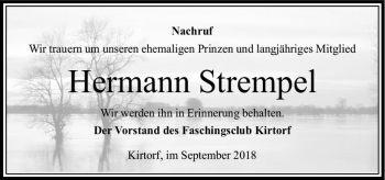 Traueranzeige von Hermann Strempel von VRM Trauer