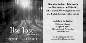 Traueranzeige von Ilse Jost von vrm-trauer