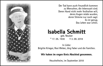 Traueranzeige von Isabella Schmitt von  Gießener Anzeiger