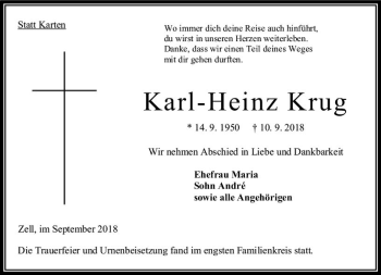 Traueranzeige von Karl-Heinz Krug von VRM Trauer