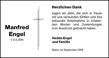 Traueranzeige von Manfred Engel von vrm-trauer