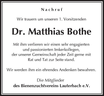 Traueranzeige von Matthias Bothe von VRM Trauer