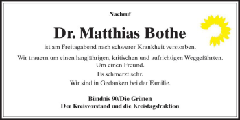 Traueranzeige von Matthias Bothe von VRM Trauer