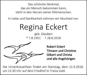 Traueranzeige von Regina Eckert von vrm-trauer