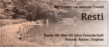 Traueranzeige von Resti  von VRM Trauer