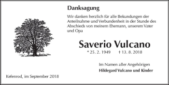 Traueranzeige von Saverio Vulcano von  Kreisanzeiger