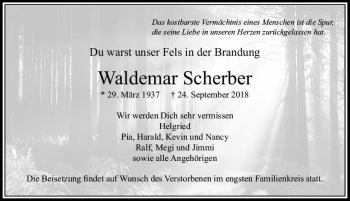 Traueranzeige von Waldemar Scherber von  Usinger Anzeiger