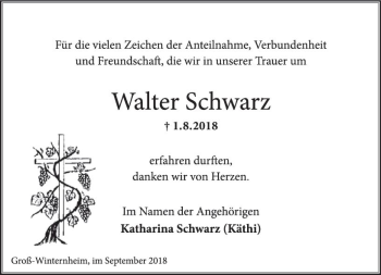 Traueranzeige von Walter Schwarz von vrm-trauer