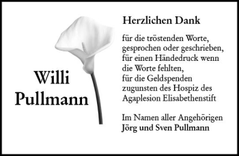 Traueranzeige von Willi Pullmann von vrm-trauer