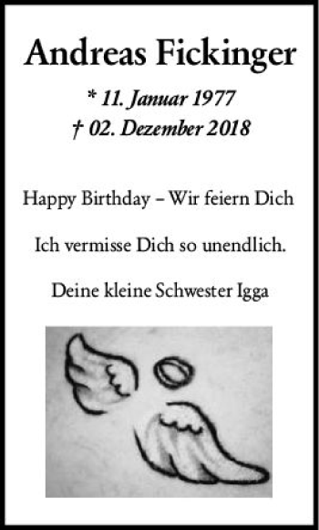 Traueranzeige von Andreas Fickinger von vrm-trauer