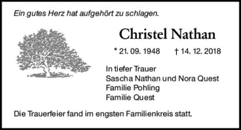 Traueranzeige von Christel Nathan von vrm-trauer