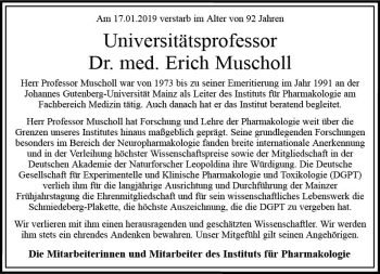 Traueranzeige von Erich Muscholl von vrm-trauer