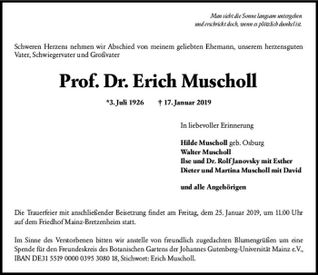 Traueranzeige von Erich Muscholl von vrm-trauer