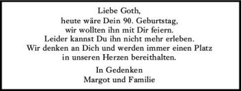 Traueranzeige von Goth  von vrm-trauer