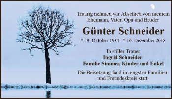Traueranzeige von Günter Schneider von vrm-trauer