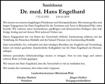 Traueranzeige von Hans Engelhard von vrm-trauer
