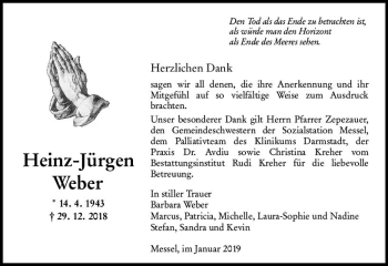 Traueranzeige von Heinz-Jürgen Weber von vrm-trauer