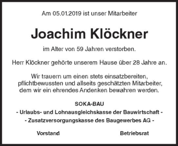 Traueranzeige von Joachim Klöckner von vrm-trauer