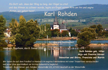 Traueranzeige von Karl Rohden von vrm-trauer